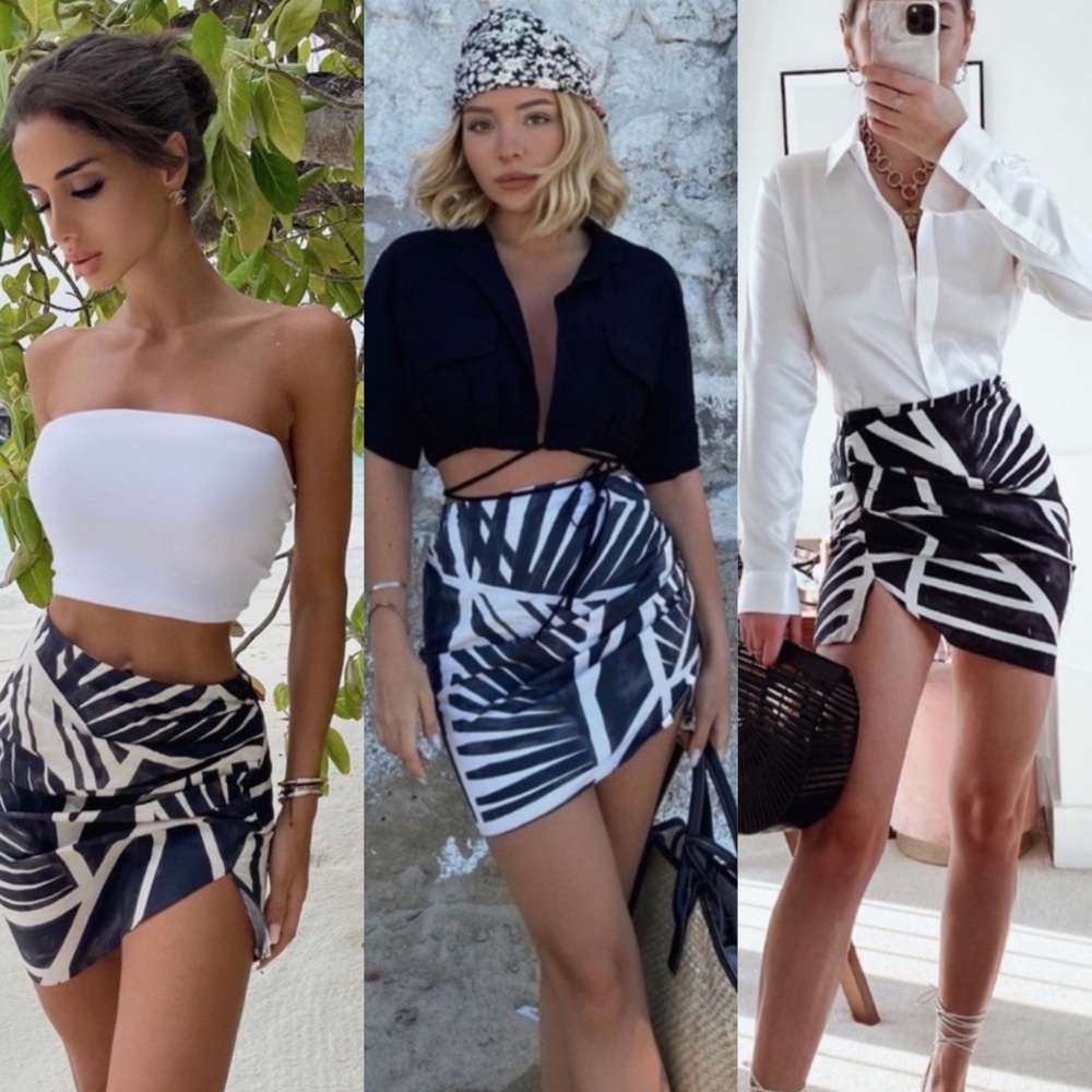 🚫SOLD🚫Zara 2pc Set Crop Top & Draped Printed Skirt Tribal Print - Picture 14 of 15
